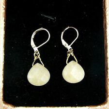 BAILYSBEADS edle gelb Jade Ohrringe Ohrhänger goldfarbige Ohrhaken neu Hg12