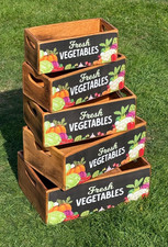 Aufbewahrungsboxen aus Holz - Obst und Gemüse