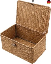 Esoes XXL Aufbewahrungskorb rattan korb mit deckel Aufbewahrungsbox mit Deckel
