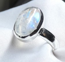 Ring 925 Silber Gr. 17,8 (56) ovaler Mondstein mit Blauschimmer UNIKAT - NEU