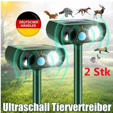2x Solar Tiervertreiber Ultraschall Abwehr Marder Katzen-Hunde Abwehr Schreck DE