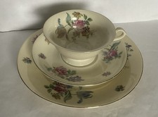 Eschenbach Bavaria Elfenbein Porzellan Blumen Sammeltasse Gedeck 3 Teilig