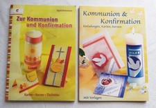 2 Bastelhefte Kommunion/Konfirmation Einladungen Menükarten Danke Kerzen Deko