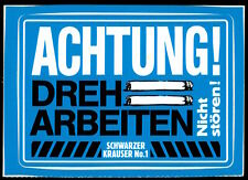 Werbe Aufkleber - Schwarzer Krauser Tabak - Dreharbeiten - 15x11cm  Vintage 80er