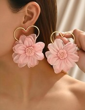 💖 Ohrringe Herz Blumen -