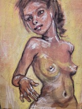 Ölbild Frau Akt Bunt Gemälde Modern Art Alexander Diener Gelb Unikat Wandbild 