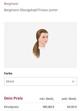 Originale Bergmann Übungskopf Friseur