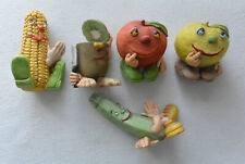 5 x Dipinto A Mano Figuren - Mais, Kiwi, Tomate, Limette,  Zucchini - 1990er