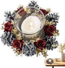 Weihnachtliche Kerzenringe, Kerzenkranz Girlande Ring, Kunstliche Tannenzapfen F