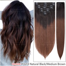 DICK Clip In Remy Echthaar Haarverlängerung Human HairExtensions Weft 8 Tressen