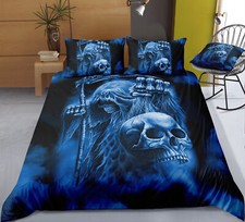 Psychedelic Blue Gothic Skull