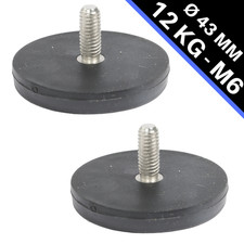 2x Neodym Magnet Gummiert Magnetsystem Topfmagnet mit Gewinde 43mm M6 10 KG 