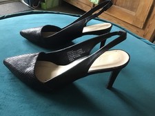 Damen Pumps, Gr.8 schwarz Reptil Struktur , Stiletto Absatz, Slingpumps
