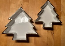 2 Weiße Schalen mit Goldrand in Tannenbaum Form Plätzchen  Advent Weihnachten