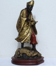 DEKORATIVE GROßE BRONZE-FIGUR AUF HOLZSOCKEL "ASIATE" SEHR SCHWER!!! #12561