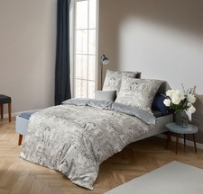 Fleuresse Mako-Satin Bettwäsche 155x220 Elefant Orient blau grau Wende 1144570-2