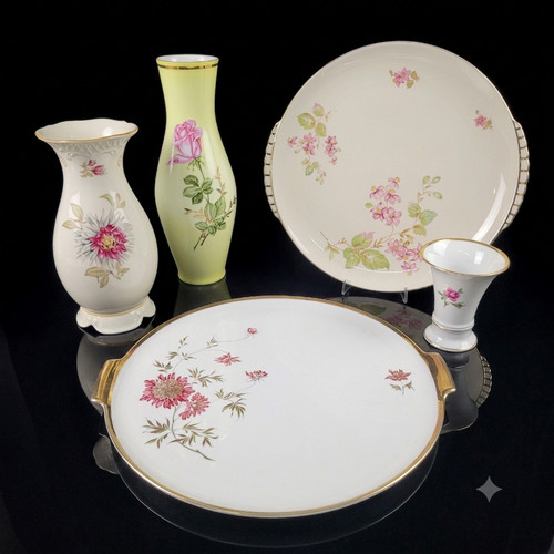 Vase platte blumenmuster - 3x,
