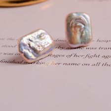 Einzigartige Natürliche Barockperlen Ohrringe/Stecker  Silber 925 (Ca.13-18mm)