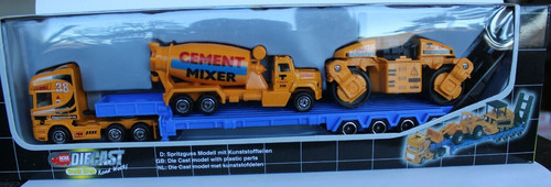 Tieflader mit zementmischer - tieflader, +