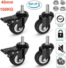 4x Schwerlastrollen Für Möbel 40mm Transportrollen Lenkrollen Mit Bremse 100KG