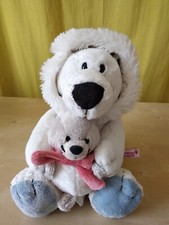 Nici Eisbär mit Kapuze und Robbe 25cm Plüschtier Stofftier Kuscheltier Weiß Blau