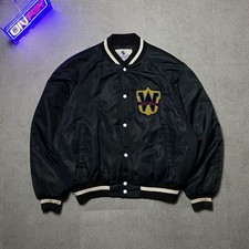 Wrangler Varsity Jacke Herren L 90er Satin Bomber USA Vintage Collegejacke Nylon