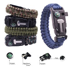 Outdoor Paracord Survival Armband Überlebensarmband Feuerstein Kompass Pfeife