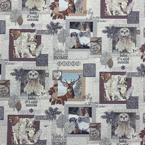 Deko stoff gobelin rehe eule - stoff,