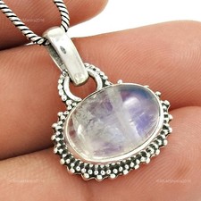 Oval Regenbogen Mondstein Stein Artisan Einzigartig Weihnachten Anhänger Schmuck