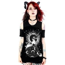 Witchy Cold Shoulder Top - Nox - Schwarz Gothic Sommer Cold Shoulder Top