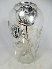 Schöne DEUSCH 1000/1000 Silberoverlay Silberauflage Silberkristall Glasvase 20cm