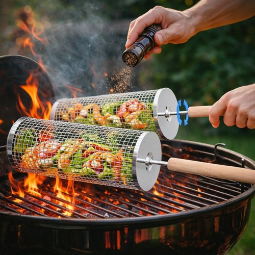 Grillkorb grillzubehör 2er - grillkorb,