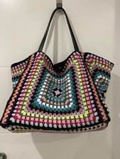 XXL Tasche gehäkelt Granny Square Oma Weekender bunt Handmade Unikat Vintage DIY