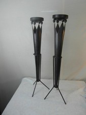 Paar Kerzenleuchter Antik Metal Höhe 76,5 cm 2 Kerzenständer Garten Fackel  26a2