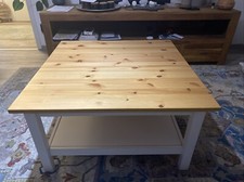 Wohnzimmertisch Ikea Hemnes  Weiß Gebeizt/ Hellbraun 90x90x45