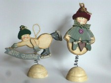 6 x APPLETREE Schneemann Wackelfiguren Landhaus Massivholz Natur Weihnachten 