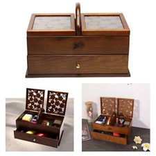 Geschnitzte Blumen Retro Holz Nähkorb Aufbewahrungsbox Organizer Schmuck