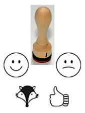 Holz Mini Stempel Lehrerstempel Lachender / Trauriger Smile  Daumen  Fuchs  Note