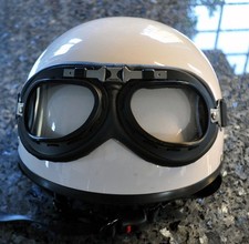 Oldtimer Helm Halbschale Motorradhelm Eierschale mit Brille Mopedhelm Rollerhelm