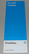 Prospekt Preisliste VW Golf I