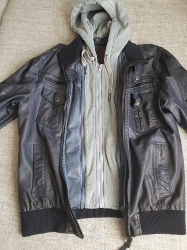 Lederjacke mit kapuze - kapuze, |