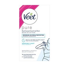 Veet PURE Kaltwachsstreifen –– Anwendung für Bikinizone & Achseln – 16 Stück