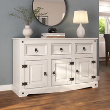 Corona Sideboard weiß Country 3-türig 3 Schubladen massiv mexikanisches Kiefernholz