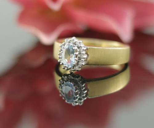 Aquamarin diamanten ring - aquamarin,