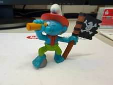 Schleich Schlumpf Pirat mit Fernrohr & Fahne – © Peyo 1992 – Vintage Figur