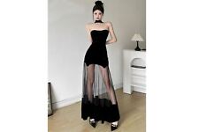 Gothic Kleid Mesh Samt schwarz