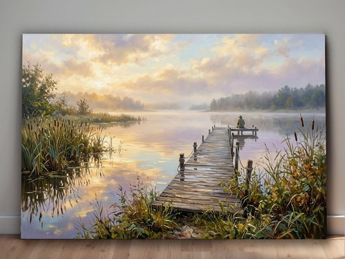 Leinwandbild see holzsteg - leinwandbild,