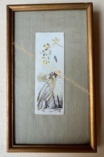 orig. Malerei Japan oder China Vögel 23x13cm