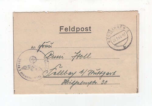 1945 reich feldpostkarte l - 3.reich,