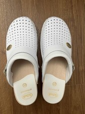 Scholl Professional weiße Damen Leder Slipper Pantoletten EXH Sandalen, EU 37, UK 4